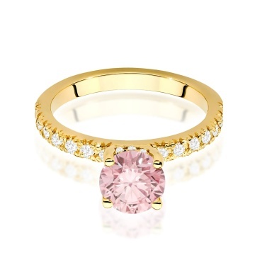 Inel Aur 9K cu Diamante Roz de Laborator 1.26 ct - Img 2