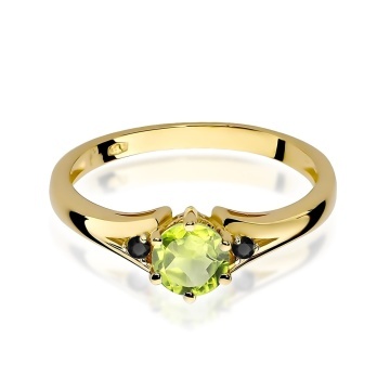 Inel Aur 9K cu Peridot 0.60 ct si Diamante Naturale Negre 0.03 ct - Img 2