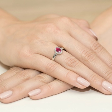 Inel Aur 9K cu Rubin 0.60 ct si Diamante Naturale 0.08 ct - Img 8
