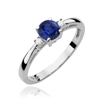 Inel Aur 9K cu Safir 0.50 ct si Diamante Naturale 0.03 ct - Img 5