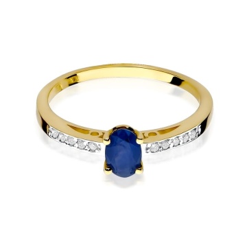 Inel Aur 9K cu Safir 0.70 ct si Diamante Naturale 0.05 ct - Img 2