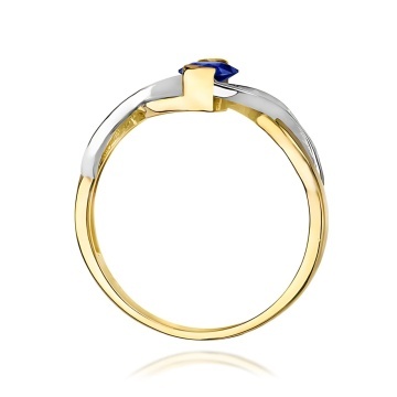 Inel Aur 9K cu Safir 0.70 ct si Diamante Naturale 0.05 ct - Img 3