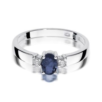Inel Aur 9K cu Safir 0.70 ct si Diamante Naturale 0.08 ct - Img 7