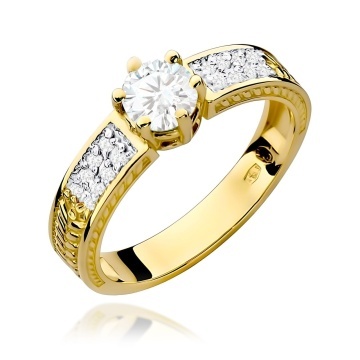 Inel Aur 9K cu Safir Alb 0.60 ct si Diamante Naturale 0.08 ct