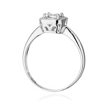 Inel Aur 9K cu Safir Alb 0.70 ct si Diamante Naturale 0.10 ct - Img 7