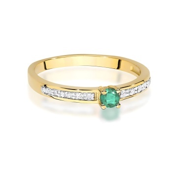 Inel Aur 9K cu Smarald 0.15 ct si Diamante Naturale 0.05 ct - Img 2