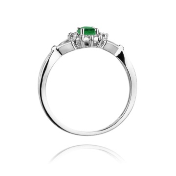 Inel Aur 9K cu Smarald 0.40 ct si Diamante Naturale 0.12 ct - Img 6