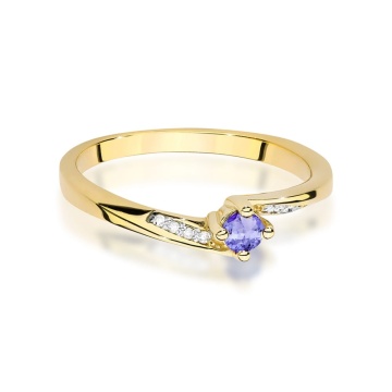 Inel Aur 9K cu Tanzanit 0.15 ct si Diamante Naturale 0.04 ct - Img 2