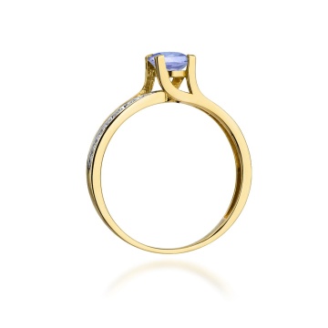 Inel Aur 9K cu Tanzanit 0.50 ct si Diamante Naturale 0.03 ct - Img 3