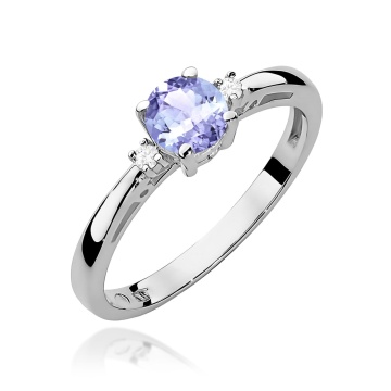 Inel Aur 9K cu Tanzanit 0.50 ct si Diamante Naturale 0.03 ct - Img 4