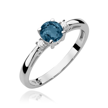 Inel Aur 9K cu Topaz London Blue 0.50 ct si Diamante Naturale 0.03 ct - Img 5