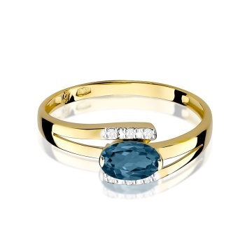 Inel Aur 9K cu Topaz London Blue 0.50 ct si Diamante Naturale 0.05 ct - Img 2