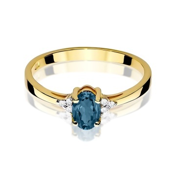 Inel Aur 9K cu Topaz London Blue 0.50 ct si Diamante Naturale 0.05 ct - Img 2