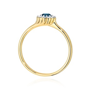 Inel Aur 9K cu Topaz London Blue 0.50 ct si Diamante Naturale 0.10 ct - Img 3