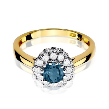 Inel Aur 9K cu Topaz London Blue 0.50 ct si Diamante Naturale 0.17 ct - Img 2