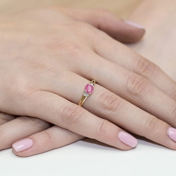 Inel Aur 9K cu Topaz Roz 0.65 ct si Diamante Naturale 0.01 ct - Img 4