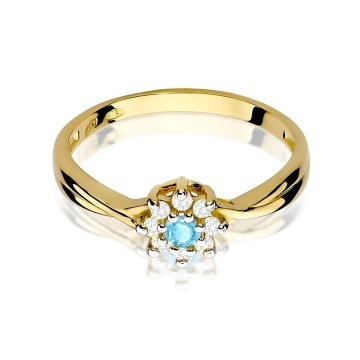 Inel Aur 9K cu Topaz Swiss 0.15 ct si Diamante Naturale 0.12 ct - Img 2
