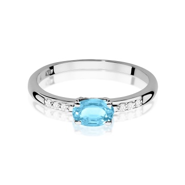 Inel Aur 9K cu Topaz Swiss 0.50 ct si Diamante Naturale 0.03 ct - Img 6