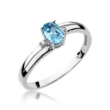 Inel Aur 9K cu Topaz Swiss 0.50 ct si Diamante Naturale 0.03 ct - Img 5