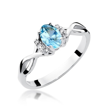 Inel Aur 9K cu Topaz Swiss 0.50 ct si Diamante Naturale 0.05 ct - Img 5