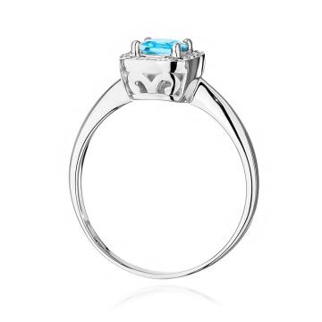 Inel Aur 9K cu Topaz Swiss 0.70 ct si Diamante Naturale 0.10 ct - Img 7