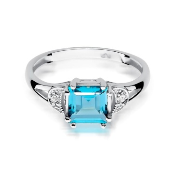 Inel Aur 9K cu Topaz Swiss 1.40 ct si Diamante Naturale 0.06 ct - Img 6
