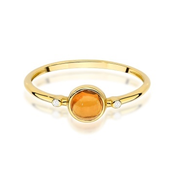 Inel Aur 9K cu Yellow Tourmaline 0.60 ct si Diamante Naturale 0.01 ct - Img 2