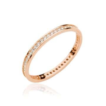 Inel Aur Roz 14k cu Zirconii Albe - Img 2