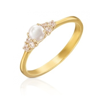 Inel de aur 14k cu perle si zirconii - Img 2