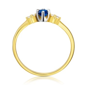 Inel de Logodnă din Aur 8K cu Piatră Albastră Safir 3.1556n - Img 2