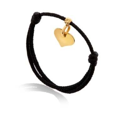 Inel snur reglabil si charm inimioara din Aur 14k 585 - Img 5