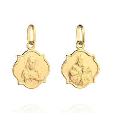 Medalion Aur 14k cu Maica Domnului si Iisus