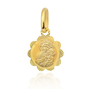 Medalion Floare Aur 14k cu Fecioara Maria si Iisus - Img 4