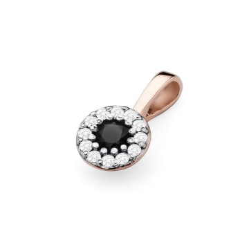 Pandantiv Aur 14K cu Diamante Naturale Albe si Negre 0.22 ct - Img 4