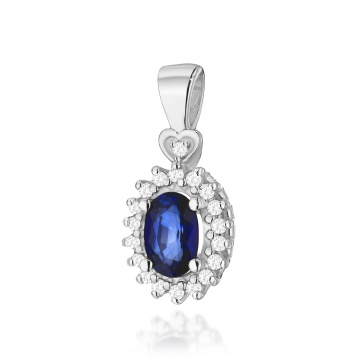 Pandantiv Aur 14K cu Safir 0.70 ct si Diamante Naturale 0.10 ct - Img 3