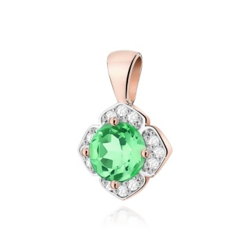 Pandantiv Aur 14K cu Smarald 0.50 ct si Diamante Naturale 0.06 ct - Img 3