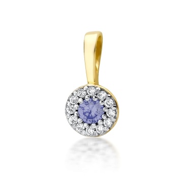 Pandantiv Aur 14K cu Tanzanit 0.15 ct si Diamante Naturale 0.10 ct