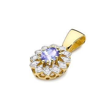 Pandantiv Aur 14K cu Tanzanit 0.40 ct si Diamante Naturale 0.10 ct - Img 2