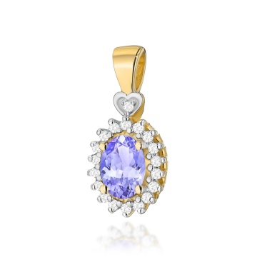 Pandantiv Aur 14K cu Tanzanit 0.40 ct si Diamante Naturale 0.10 ct - Img 1