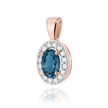 Pandantiv Aur 14K cu Topaz London Blue 0.50 ct si Diamante Naturale 0.08 ct - Img 4