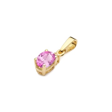 Pandantiv Aur 14K cu Topaz Roz 0.50 ct si Diamant Natural 0.01 ct - Img 2