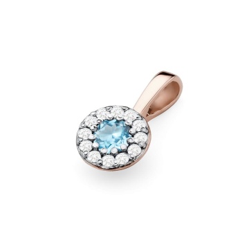 Pandantiv Aur 14K cu Topaz Swiss 0.15 ct si Diamante Naturale 0.10 ct - Img 4