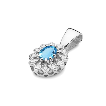 Pandantiv Aur 14K cu Topaz Swiss 0.50 ct si Diamante Naturale 0.10 ct - Img 4