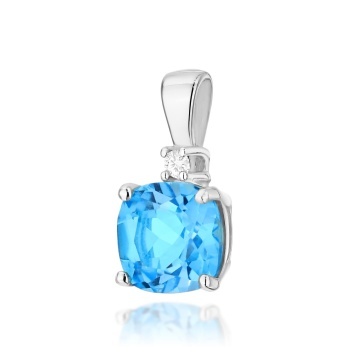 Pandantiv Aur 14K cu Topaz Swiss 1.10 ct si Diamant Natural 0.01 ct - Img 3