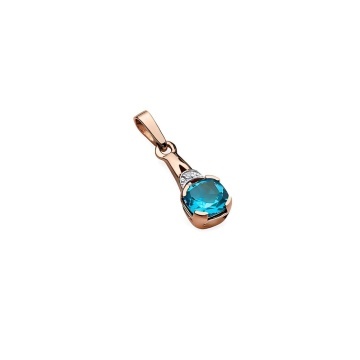 Pandantiv Aur 14K cu Topaz Swiss 1.10 ct si Diamant Natural 0.01 ct - Img 4