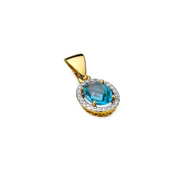 Pandantiv Aur 14K cu Topaz Swiss 1.70 ct si Diamante Naturale 0.11 ct - Img 2