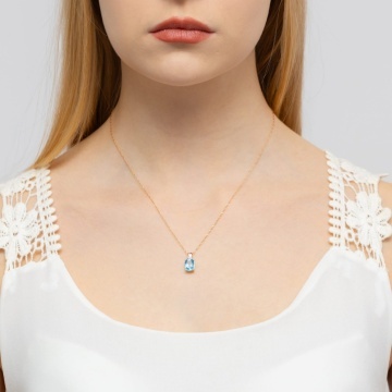 Pandantiv Aur 14K cu Topaz Swiss 2.40 ct si Diamant Natural 0.01 ct - Img 6