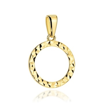 Pandantiv Aur 14K Inel Cu Finisaj Diamantat