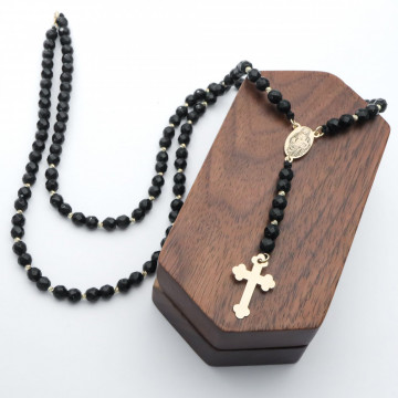 Rozariu Unisex cu Onix si bile din aur 14k - personalizabil - Img 2