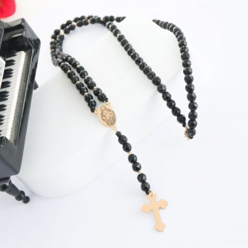 Rozariu Unisex cu Onix si bile din aur 14k - personalizabil - Img 6